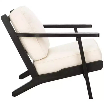 Poltrona di design Mid-Century – Bianco osso e nero, poltrona moderna da salotto