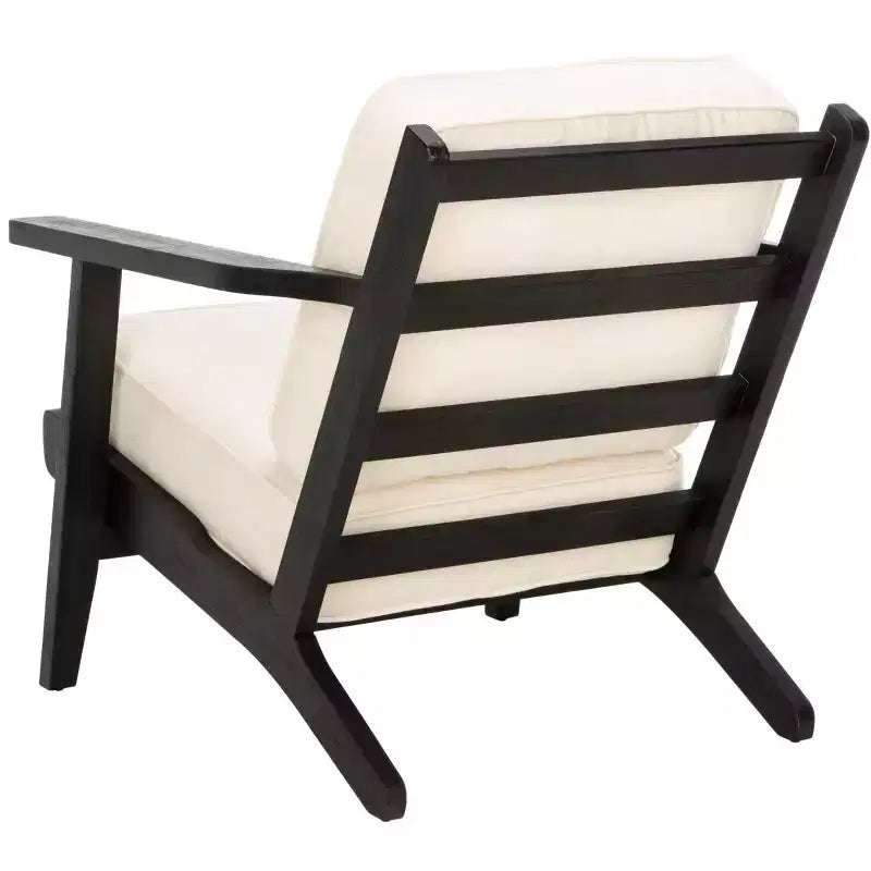 Poltrona di design Mid-Century – Bianco osso e nero, poltrona moderna da salotto