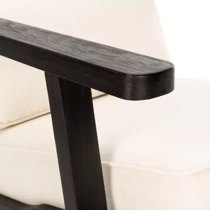 Poltrona di design Mid-Century – Bianco osso e nero, poltrona moderna da salotto