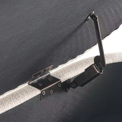 Panca contenitore ovale con gambe in legno di gomma e rivestimento in lino trapuntato – Contenitore nascosto