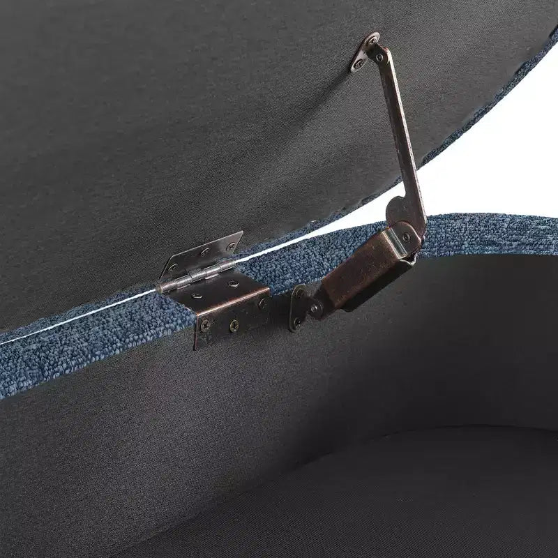 Panca contenitore ovale con gambe in legno di gomma e rivestimento in lino trapuntato – Contenitore nascosto