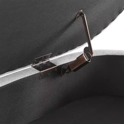 Panca contenitore ovale con gambe in legno di gomma e rivestimento in lino trapuntato – Contenitore nascosto