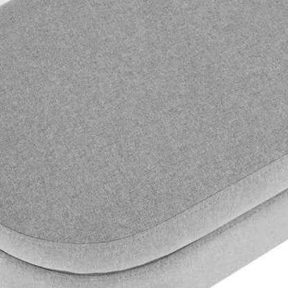 Panca contenitore ovale con gambe in legno di gomma e rivestimento in lino trapuntato – Contenitore nascosto