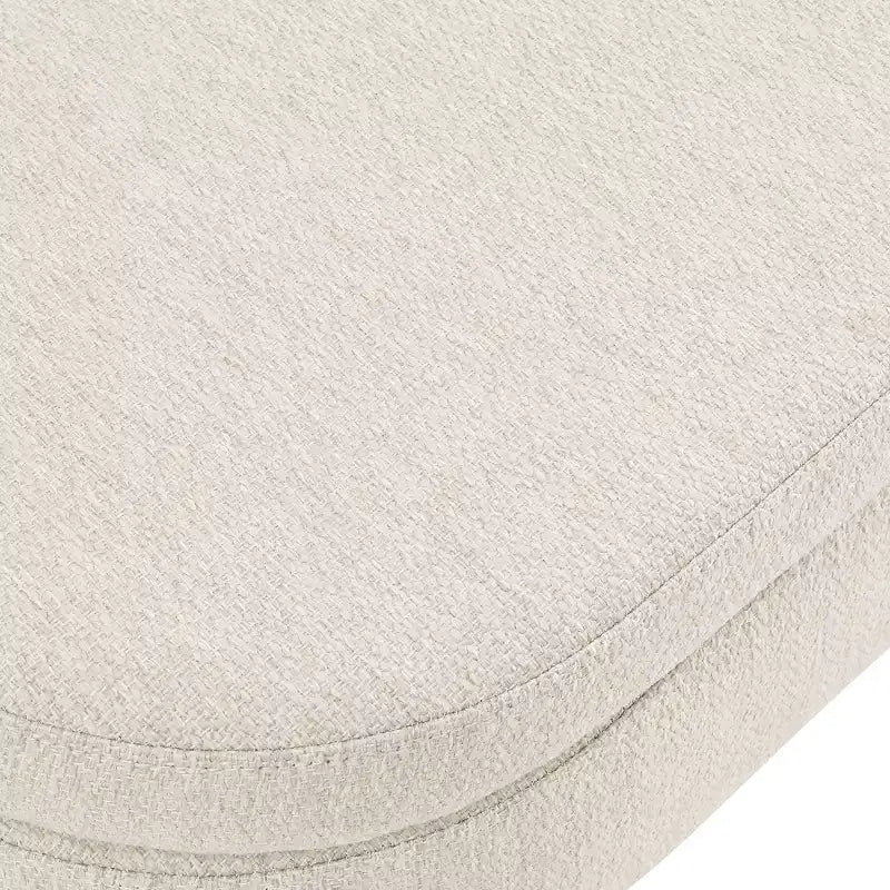 Panca contenitore ovale con gambe in legno di gomma e rivestimento in lino trapuntato – Contenitore nascosto