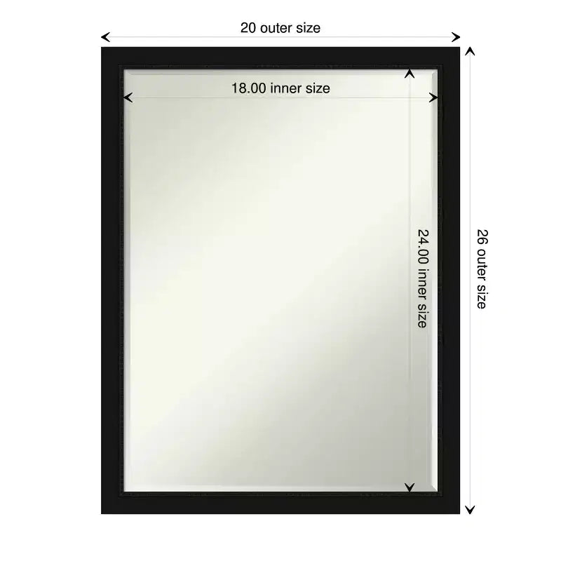 Specchio da parete per bagno smussato stretto nero di piccole dimensioni
