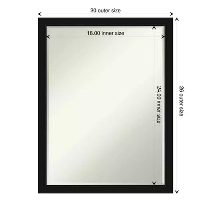 Specchio da parete per bagno smussato stretto nero di piccole dimensioni