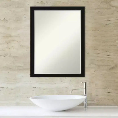 Specchio da parete per bagno smussato stretto nero di piccole dimensioni