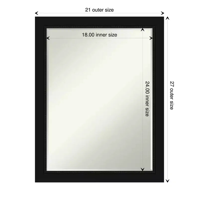Specchio da parete per bagno smussato stretto nero di piccole dimensioni