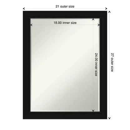 Specchio da parete per bagno smussato stretto nero di piccole dimensioni