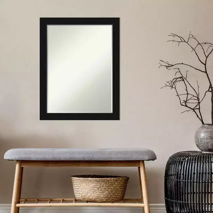 Specchio da parete per bagno smussato stretto nero di piccole dimensioni