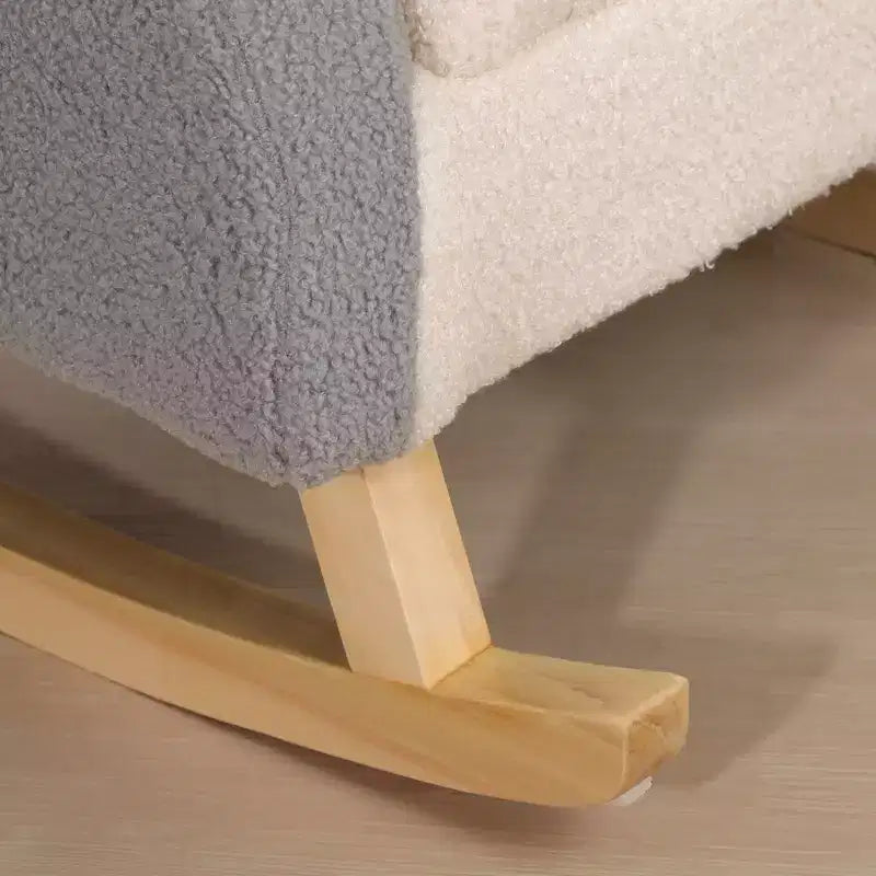 Sedia Divano per Bambini Rocking per Bambini Piccoli – Struttura in Legno Massello, Finto Vello d'Agnello