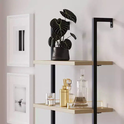 Libreria a scaletta in rattan a 3 ripiani da 73" con contenitori aperti
