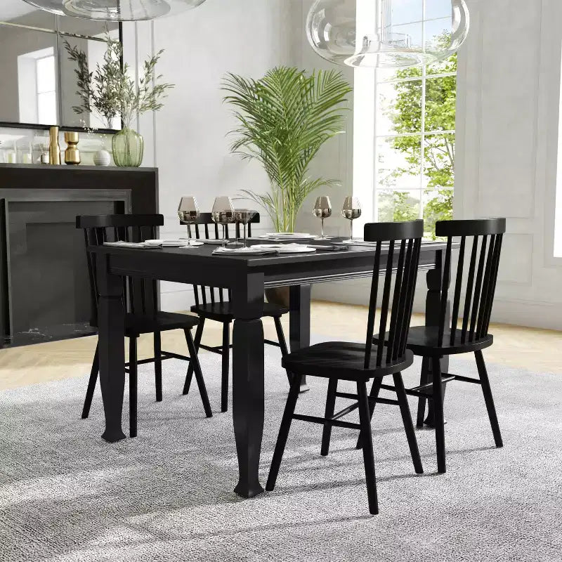 Tavolo da pranzo rettangolare in legno massello con gambe tornite – Posti a sedere 4, Grado commerciale