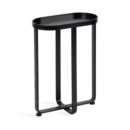 Kate and Laurel Zabel Oval Metal Side Table, 17x9x24, Black