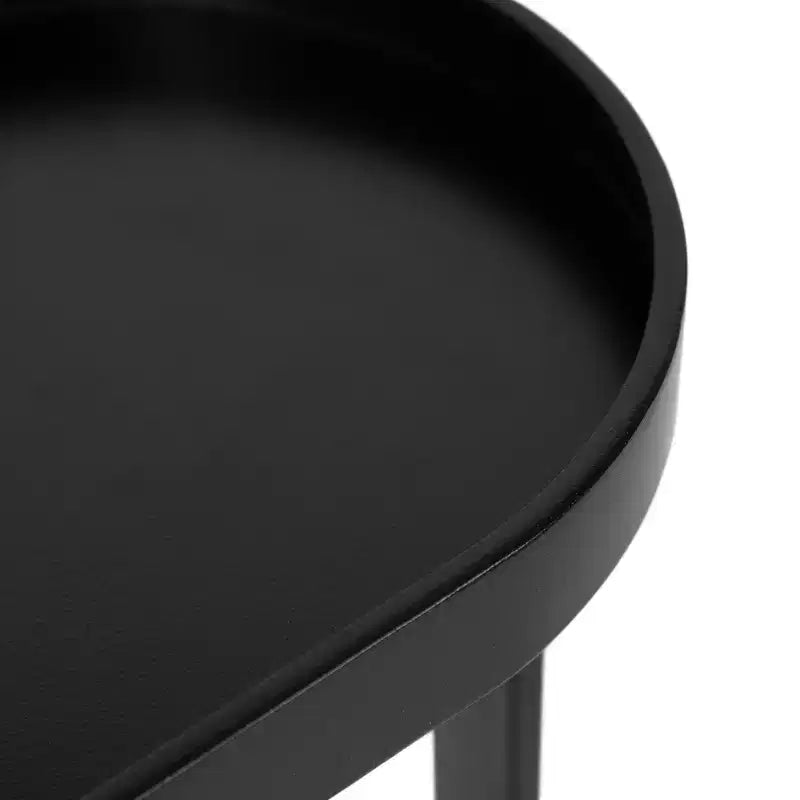 Tavolino Ovale Nero in Ferro – 43x23x61 cm, Design a Capsula Salvaspazio