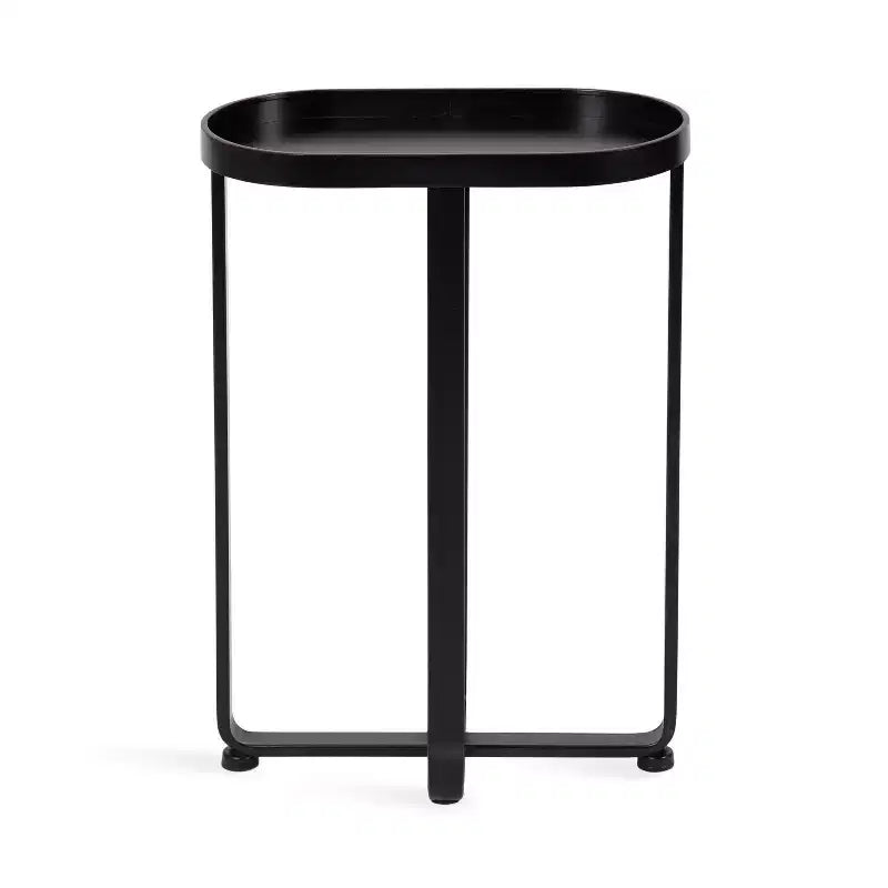 Tavolino Ovale Nero in Ferro – 43x23x61 cm, Design a Capsula Salvaspazio