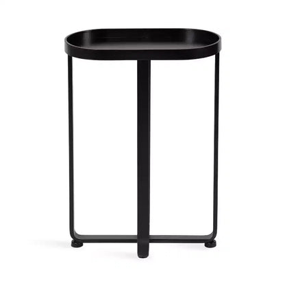 Tavolino Ovale Nero in Ferro – 43x23x61 cm, Design a Capsula Salvaspazio