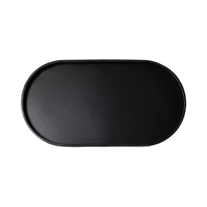 Tavolino Ovale Nero in Ferro – 43x23x61 cm, Design a Capsula Salvaspazio