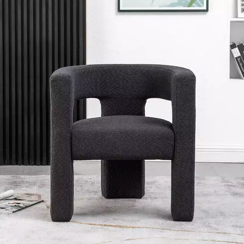 Poltrona a braccioli quadrati rivestita in tessuto bouclé da 28" di larghezza – Struttura in legno, nessun assemblaggio richiesto
