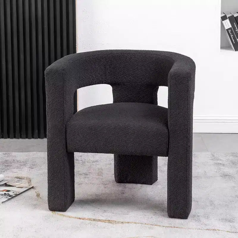 Poltrona a braccioli quadrati rivestita in tessuto bouclé da 28" di larghezza – Struttura in legno, nessun assemblaggio richiesto