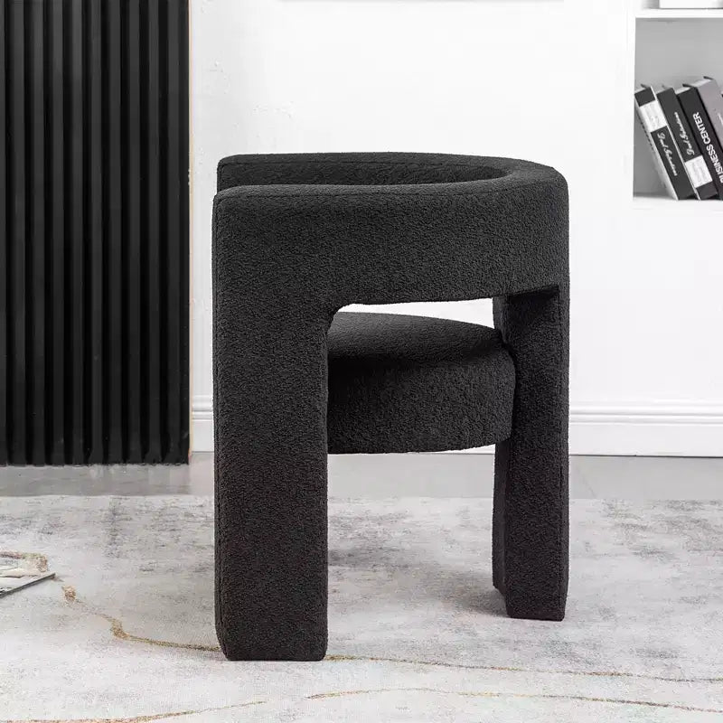 Poltrona a braccioli quadrati rivestita in tessuto bouclé da 28" di larghezza – Struttura in legno, nessun assemblaggio richiesto