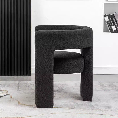 Poltrona a braccioli quadrati rivestita in tessuto bouclé da 28" di larghezza – Struttura in legno, nessun assemblaggio richiesto