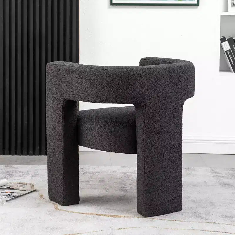Poltrona a braccioli quadrati rivestita in tessuto bouclé da 28" di larghezza – Struttura in legno, nessun assemblaggio richiesto
