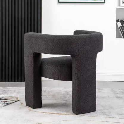Poltrona a braccioli quadrati rivestita in tessuto bouclé da 28" di larghezza – Struttura in legno, nessun assemblaggio richiesto