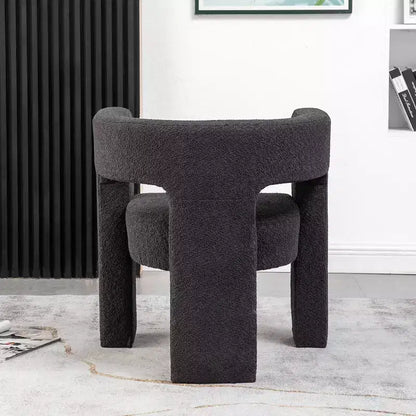 Poltrona a braccioli quadrati rivestita in tessuto bouclé da 28" di larghezza – Struttura in legno, nessun assemblaggio richiesto