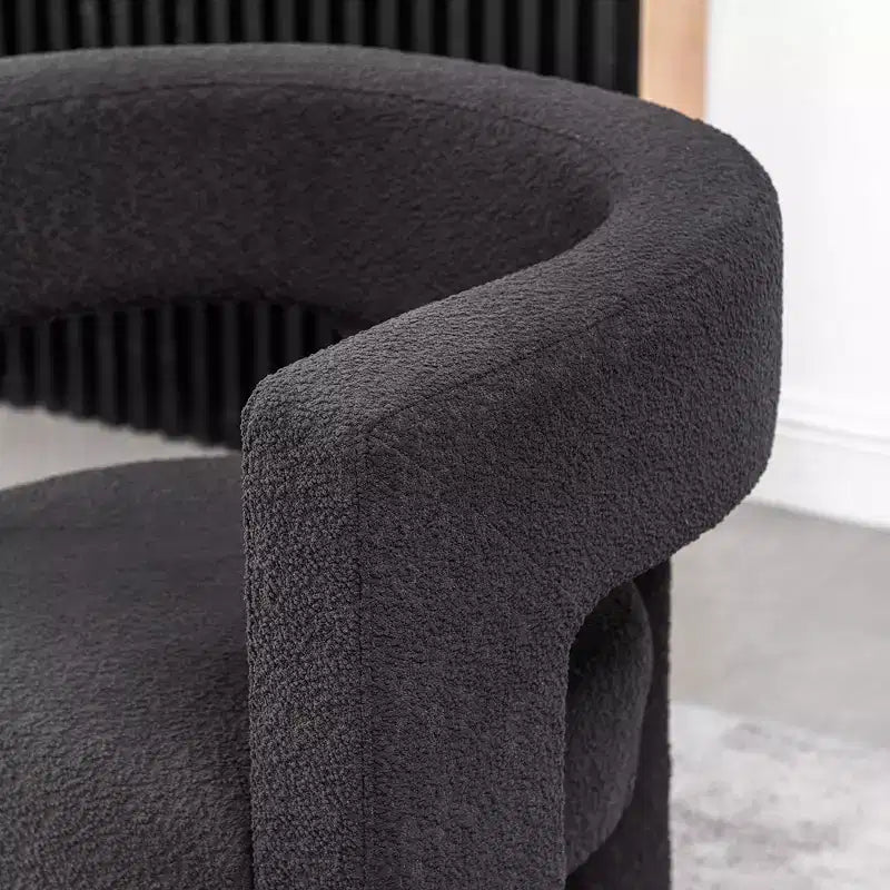 Poltrona a braccioli quadrati rivestita in tessuto bouclé da 28" di larghezza – Struttura in legno, nessun assemblaggio richiesto