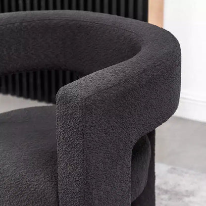 Poltrona a braccioli quadrati rivestita in tessuto bouclé da 28" di larghezza – Struttura in legno, nessun assemblaggio richiesto