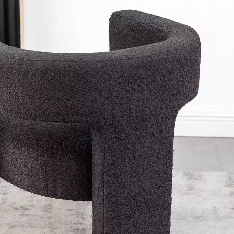 Poltrona a braccioli quadrati rivestita in tessuto bouclé da 28" di larghezza – Struttura in legno, nessun assemblaggio richiesto