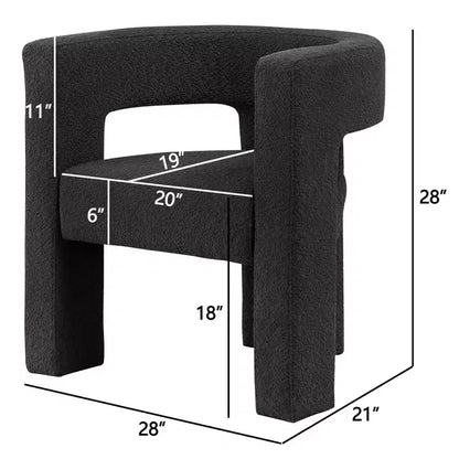 Poltrona a braccioli quadrati rivestita in tessuto bouclé da 28" di larghezza – Struttura in legno, nessun assemblaggio richiesto