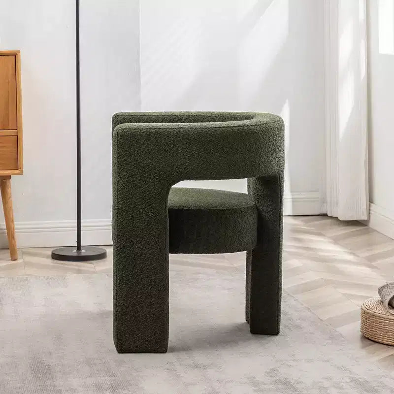 Poltrona a braccioli quadrati rivestita in tessuto bouclé da 28" di larghezza – Struttura in legno, nessun assemblaggio richiesto
