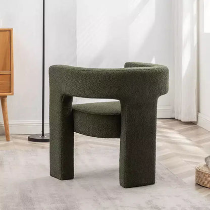 Poltrona a braccioli quadrati rivestita in tessuto bouclé da 28" di larghezza – Struttura in legno, nessun assemblaggio richiesto