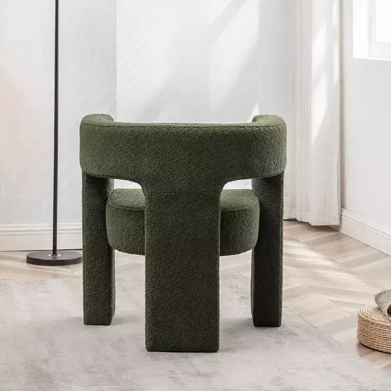Poltrona a braccioli quadrati rivestita in tessuto bouclé da 28" di larghezza – Struttura in legno, nessun assemblaggio richiesto
