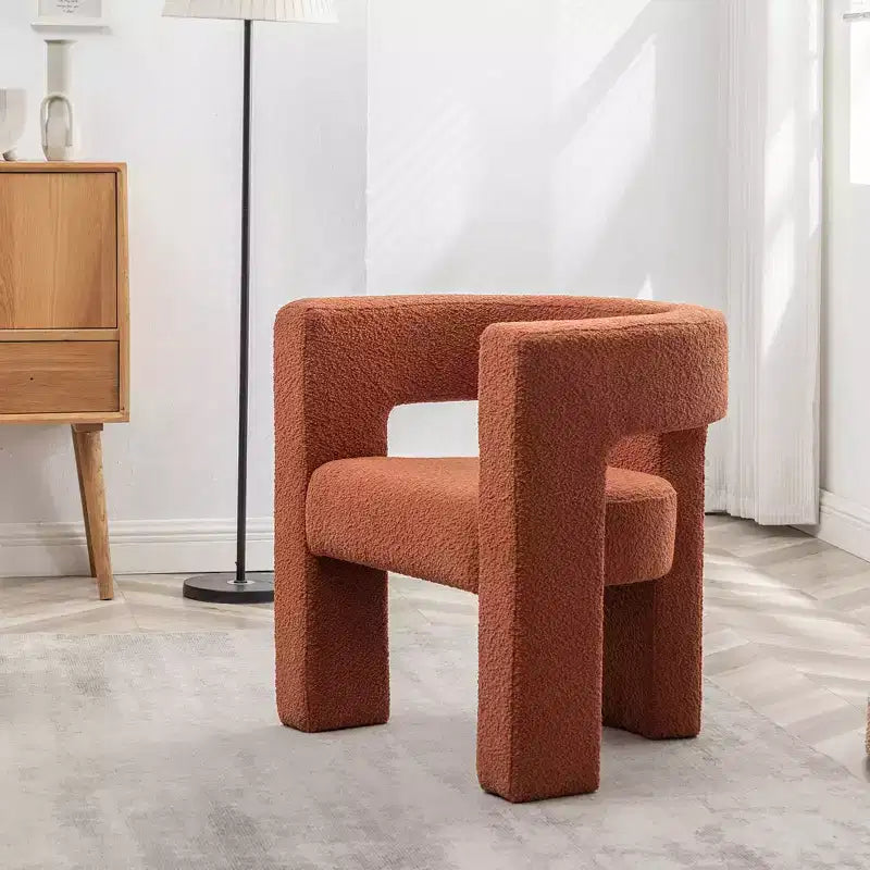 Poltrona a braccioli quadrati rivestita in tessuto bouclé da 28" di larghezza – Struttura in legno, nessun assemblaggio richiesto