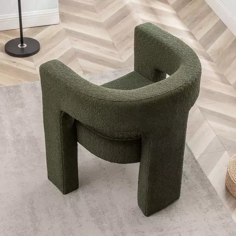 Poltrona a braccioli quadrati rivestita in tessuto bouclé da 28" di larghezza – Struttura in legno, nessun assemblaggio richiesto