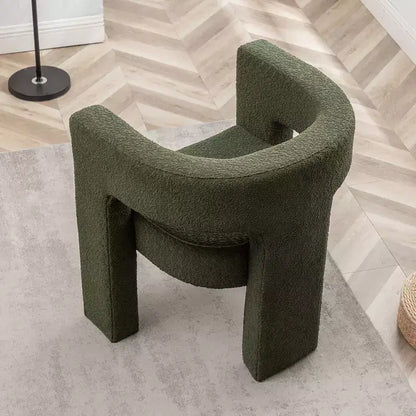 Poltrona a braccioli quadrati rivestita in tessuto bouclé da 28" di larghezza – Struttura in legno, nessun assemblaggio richiesto