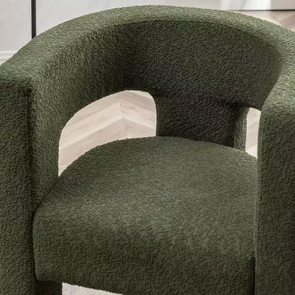 Poltrona a braccioli quadrati rivestita in tessuto bouclé da 28" di larghezza – Struttura in legno, nessun assemblaggio richiesto