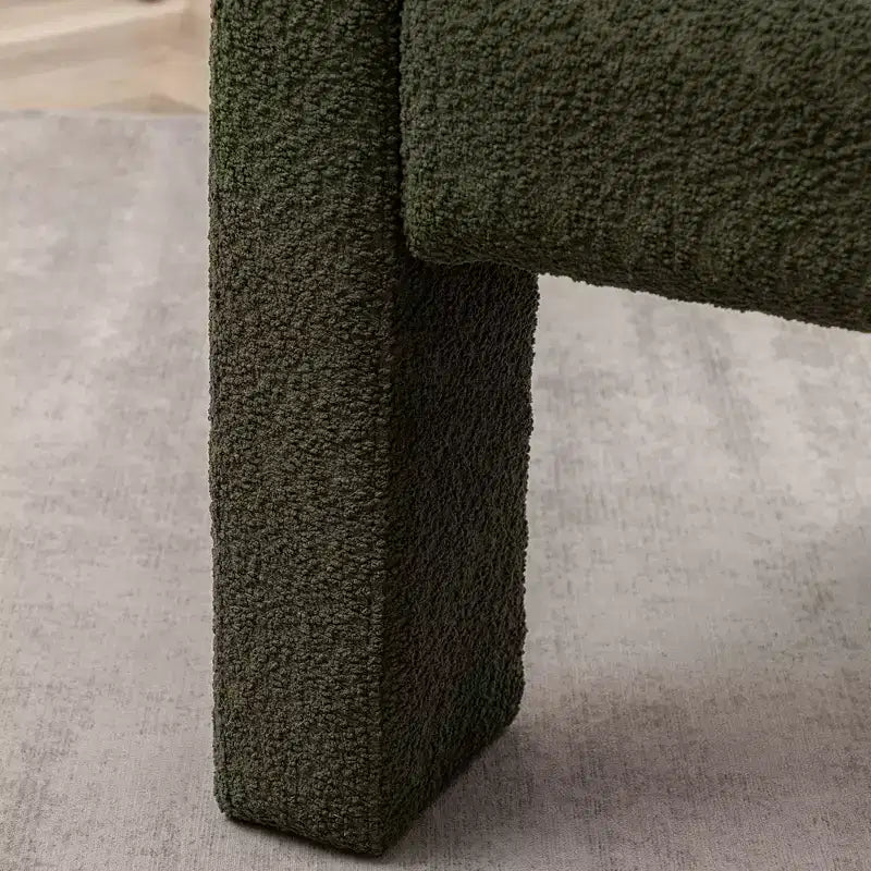 Poltrona a braccioli quadrati rivestita in tessuto bouclé da 28" di larghezza – Struttura in legno, nessun assemblaggio richiesto