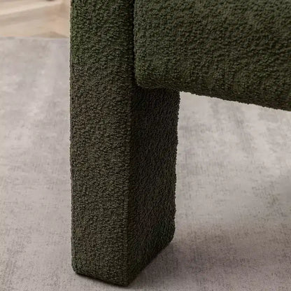 Poltrona a braccioli quadrati rivestita in tessuto bouclé da 28" di larghezza – Struttura in legno, nessun assemblaggio richiesto