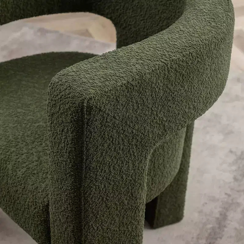 Poltrona a braccioli quadrati rivestita in tessuto bouclé da 28" di larghezza – Struttura in legno, nessun assemblaggio richiesto