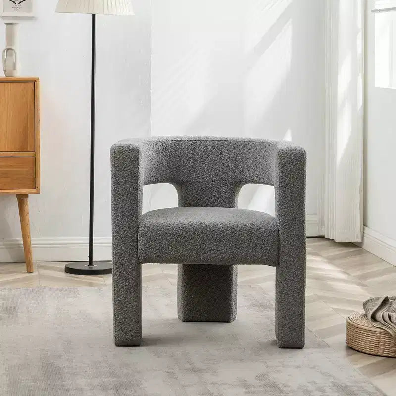 Poltrona a braccioli quadrati rivestita in tessuto bouclé da 28" di larghezza – Struttura in legno, nessun assemblaggio richiesto