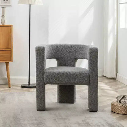 Poltrona a braccioli quadrati rivestita in tessuto bouclé da 28" di larghezza – Struttura in legno, nessun assemblaggio richiesto