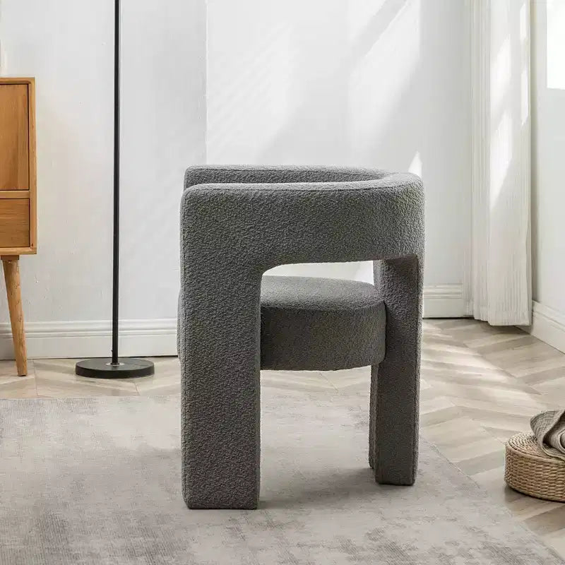 Poltrona a braccioli quadrati rivestita in tessuto bouclé da 28" di larghezza – Struttura in legno, nessun assemblaggio richiesto