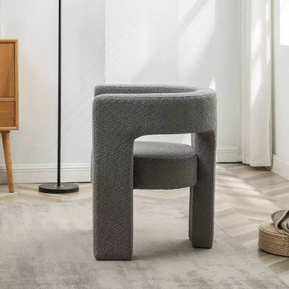 Poltrona a braccioli quadrati rivestita in tessuto bouclé da 28" di larghezza – Struttura in legno, nessun assemblaggio richiesto