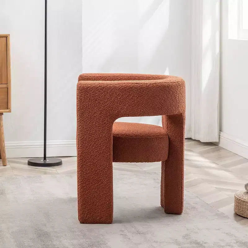 Poltrona a braccioli quadrati rivestita in tessuto bouclé da 28" di larghezza – Struttura in legno, nessun assemblaggio richiesto