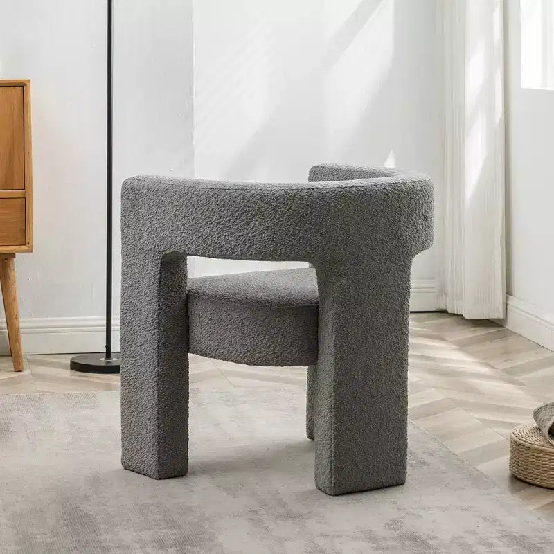 Poltrona a braccioli quadrati rivestita in tessuto bouclé da 28" di larghezza – Struttura in legno, nessun assemblaggio richiesto