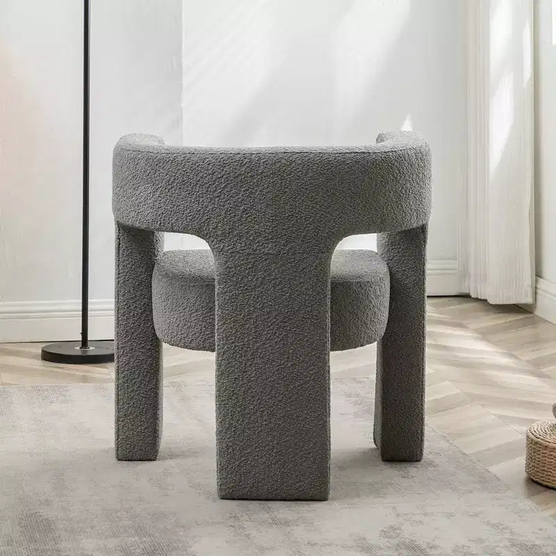 Poltrona a braccioli quadrati rivestita in tessuto bouclé da 28" di larghezza – Struttura in legno, nessun assemblaggio richiesto